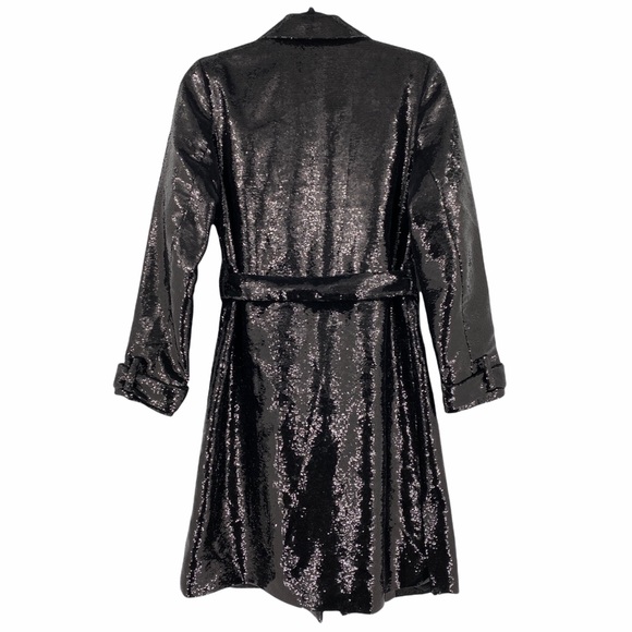 🔥Cami NYC The Kyra Black Sequin Belted Long Coat🔥 - Picture 2 of 12